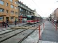 Vozy KT8D5.RN2P projiždějící po staveništi, tedy tramvajové trati, v Bělohorské ulici. | 1.9.2014