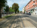 Přímý úsek tramvajové tratě míří k zastávkám Drinopol.