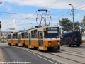 Souprava vozů T5C5 ev.č.4022+4023 vypravená na linku 18 míří k zastávce Szent Gellért tér. | 12.7.2012