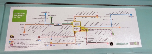 Schéma tramvajových linek ve městě Graz. | 7.2.2105