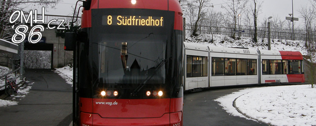 Jednou z prvních linek, kam Variobahn nasadili, byla linka 8 (tramvaj byla představena na InnoTrans v roce 2008 společně s 15T) | 13.12.2008