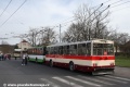 U obratiště Božkov pózují muzejní vůz Škoda 14Tr08/6 ev.č.429 a poslední provozní trolejbus Škoda 14TrM ev.č.457. | 9.4.2018