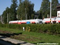 Přírodní plot odděluje od sebe v Tatranské Lomnici dva rozchody i systémy provozované železnice, normálně rozchodný s provozovanými motorovými jednotkami a úzkorozchodný s elektrickými jednotkami, zastoupený na snímku dvojicí jednotek TEŽ 425 963-6+425 964-4 | 21.8.2008