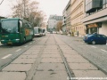 Pozůstatky zrušené tramvajové tratě v ulici Na Florenci. | 3.11.2002