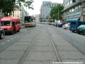Pozůstatky zrušené tramvajové tratě v ulici Na Florenci. | 23.7.2005