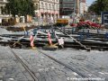 Na rekonstruované křižovatce Palackého náměstí dochází u části již položené kolejové konstrukce k výškovému a směrovému vyrovnávání. | 25.8.2007