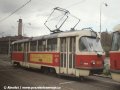 Na snímku ze smyčky Kotlářka je zachycen vůz ev.č.6658 na lince 34 s původním provedením dveří tramvají T3 (lze poznat podle velikých pantů zvenku vozu) | 15.4.1997