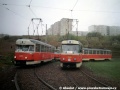 Dnes už do Líšně jezdí jen obousměrné tramvaje, ale v roce 1998 zde byla ještě smyčka u dnešní zastávky Kotlanova. Na smyčce v Líšni se souprava T2 ev.č.1470+1462 setkala se soupravou tramvají T3M ev.č.1589+1542, vypravenou rovněž na linku 8 | 18.4.1998