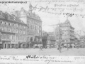 Václavské náměstí, v prvním období elektrických tramvají, kdy byly koleje blíž u chodníků. | po 1900