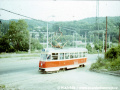 Vůz T1 ev.č.5114 po překročení Kukulovy ulice. | 5.7.1979