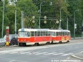 Souprava vozů T3 ev.č.6888+6929 vypravená na linku 1 stanicuje v zastávce Prašný most | 3.8.2006