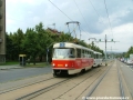 Souprava vozů T3 ev.č.6894+6969 vypravená na linku 3 se blíží k zastávce Sídliště Hloubětín. | 26.7.2004