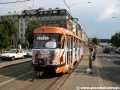 Kofola tramvaj tvořená vozem T3SUCS ev.č.7040 v zastávce Palackého náměstí na nábřeží | 7.6.2007