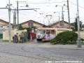 Kofola tramvaj tvořená vozem T3SUCS ev.č.7040 vyjíždí z vozovny Střešovice | 21.6.2007