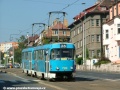 Pod zastávkou Bořislavka uhání na Hadovku souprava vozů T3SCS ev.č.7126+7127 vypravená na linku 36. | 5.9.2004