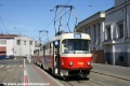 Souprava vozů T3SUCS ev.č.7164+7165 vypravená na linku 18 manipuluje v prostoru výstupní zastávky vnější koleje smyčky Vozovna Pankrác. | 30.4.2007