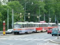 Souprava vozů T3SUCS ev.č.7198+7199 vypravená na linku 18 stanicuje v zastávce Prašný most | 29.6.2005