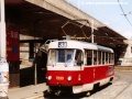 Vůz T3SUCS ev.č.7233 vypravený na linku 33 vjíždí do zastávky Vltavská | 15.8.2003