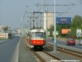 Souprava vozů T3SUCS ev.č.7246+7247 vypravená na linku 26 míří k zastávce Malešická továrna. | 28.4.2004