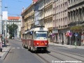 Souprava vozů T3M ev.č.8050+8047 vypravená na linku 30 projíždí Štefánikovou ulicí k Arbesovu náměstí | 5.7.2006