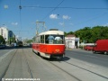 Vůz T3R.P ev.č.8410 vypravený na linku 11 míří do zastávky Želivského.{29.5.2004