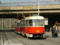 Souprava vozů T3R.P ev.č.8467+8466 vypravená na linku 14 stanicuje v původní zastávce Nádraží Holešovice | 11.11.2005
