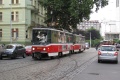 Souprava vozů T6A5 ev.č.8653+8654 vypravená na linku 4 projíždí Minskou ulicí. | 14.6.2012