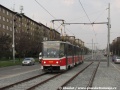 Vůz KT8D5 ev.č.9009 vypravený na linku 3 uhání otevřeným svrškem k zastávce Hloubětín. | 20.4.2010