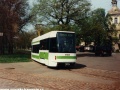 Vůz RT6N1 ev.č.9102 odstavený v prostoru výstupní zastávky smyčky Výstaviště. | 2.5.1997
