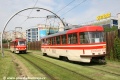 U zastávky K Barrandovu se potkávají dva zástupci cvičných vozů pražského Dopravního podniku, vozy T3R.P #5516 a T3M #5519. | 9.6.2008