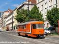 Měřící vůz T3 #5521 nad zastávkou Nuselská radnice. | 01.06.2021