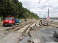 Rekonstrukce tramvajové tratě u křižovatky Čechův most, probíhá zde zřizování pevné jízdní dráhy konstrukce W-tram. | 18.09.2021