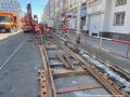 Instalace povrchové výhybky na Klamovce pro ukončení linky 10 od Anděla. | 15.07.2023