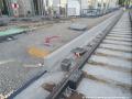 Nástupní hrana a základ označníku budoucí zastávky Škrétova v Legerově ulici ve směru Václavské náměstí / Vinohradská. | 03.05.2026