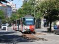 Na snímku vůz KT8D5.RN2P #9093 (ex KT8D5 #9043) překonávající na lince 13 povrchovou kolejovou spojku u zastávky Italská. | 19.06.2026