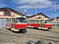Vozy T3 #6312 a T3SUCS #7122 ve vozovně Střešovice. | 20.08.2026