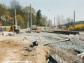 Pohled na v dubnu zřízené propojení smyčky Hlubočepy s tratí na Barrandov. | 20.4.2003