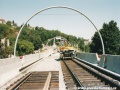 Ukončení zatím položených kolejí na hlubočepské straně mostní estakády přes Prokopské údolí. | 9.8.2003