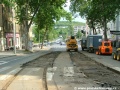 Likvidace původní konstrukce tramvajové tratě mezi křižovatkami Čechovo náměstí a Koh-i-noor tvořené velkoplošnými panely BKV. | 29.5.2012