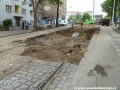 Spodek tramvajové tratě po odtěžení podkladních vrstev. | 4.6.2012