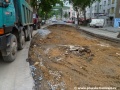 Spodek tramvajové tratě po odtěžení podkladních vrstev. | 4.6.2012