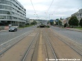 Přímý úsek tramvajové tratě na Hlávkově mostě