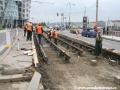 Kolejová pole systému W-tram uložená v prostoru zastávky Jiráskovo náměstí do centra | 3.6.2010