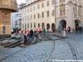 Již dokončená výměna kolejnic na Malostranském náměstí. | 15.3.2013