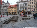 Výměna kolejnic v obloucích na Malostranském náměstí. | 11.3.2013