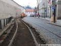 Výměna kolejnic koleje do centra v Letenské ulici u Valdštejnské zahrady. | 11.3.2013