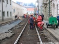 Výměna kolejí v Letenské ulici. | 12.3.2013