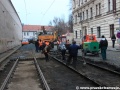Výměna kolejí v Letenské ulici. | 12.3.2013