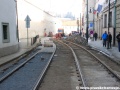 Již vyměněné kolejnice v Letenské ulici. | 15.3.2013