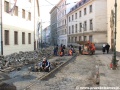 Probíhající zádlažba koleje v Letenské ulici. | 15.3.2013